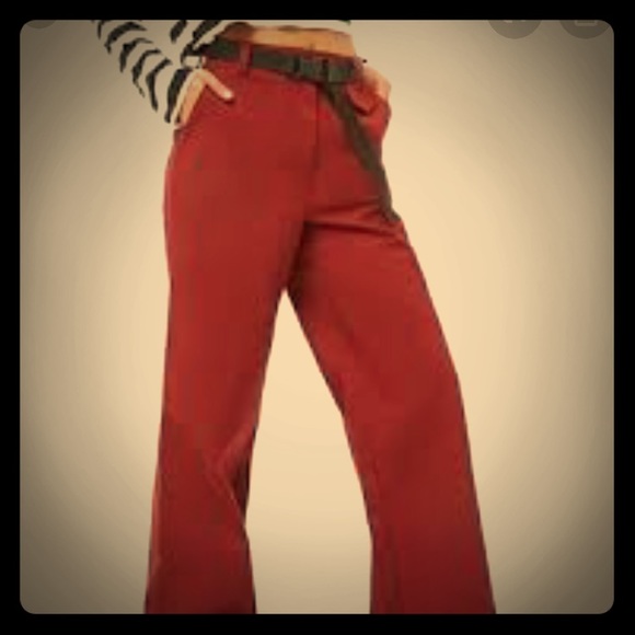 NWT Burgandy Wide Leg Pants with belt Medium - Picture 1 of 3